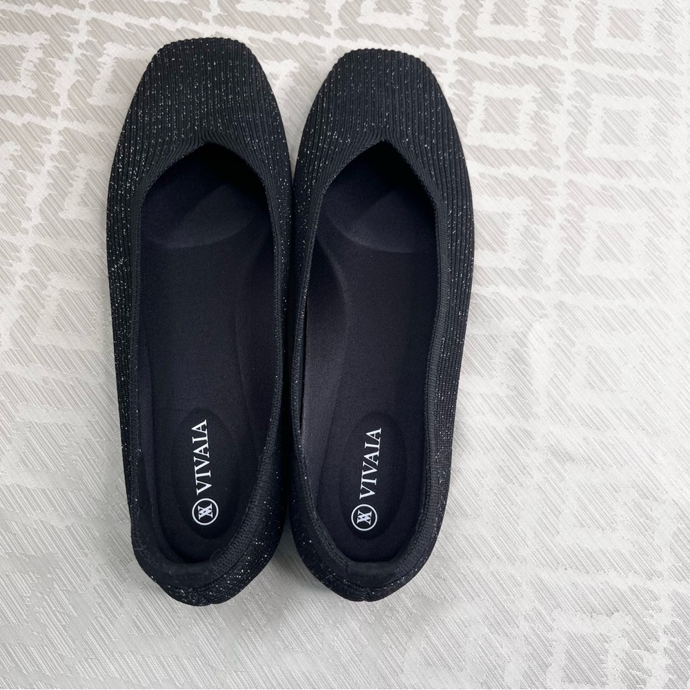 Vivaia Women’s Margot Square Toe Black Glitter Shoes Size 39.5 or 8.5 US - Picture 3 of 8